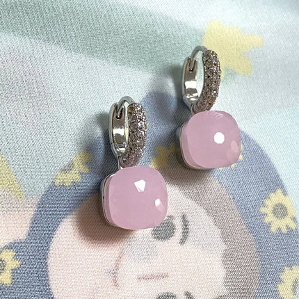 Classic Candy Color Earrings Inlay Transparent Zircon 27Colors Crystal Earrings Platinum Plated Fashion Jewelry For Women PlatiNum