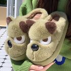 Pantofole da casa per cani simpatico cartone animato da donna Scarpe in cotone antiscivolo con suola spessa calda Donna Autunno Inverno Soffici pantofole in peluche confortevoli
