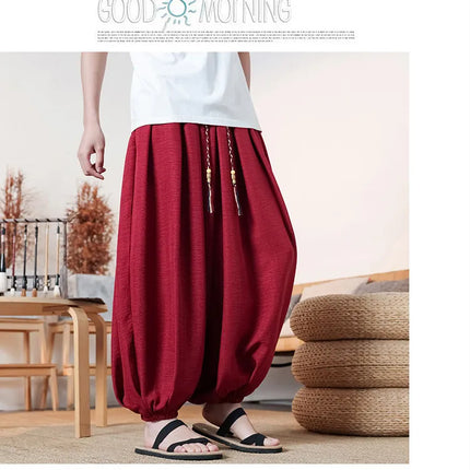 Pantaloni da uomo in seta ghiaccio, stile cinese, vestibilità ampia, alla moda, estivi, casual, sportivi, modello lanterna, taglie forti fino alla 8XL - Offerta imperdibile!