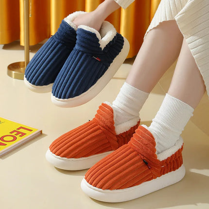 Shevalues Winter Men Slippers Short Plush Men Cotton Boots Indoor Fluffy House Fur Slippers Men Casual Soft Fur Furry Men Shoes