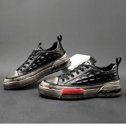New Designers Genuine Leather Alligator Pattern All Match Sneaker For Men Casual Shoes Flats Walking Footwear Zapatos Hombre