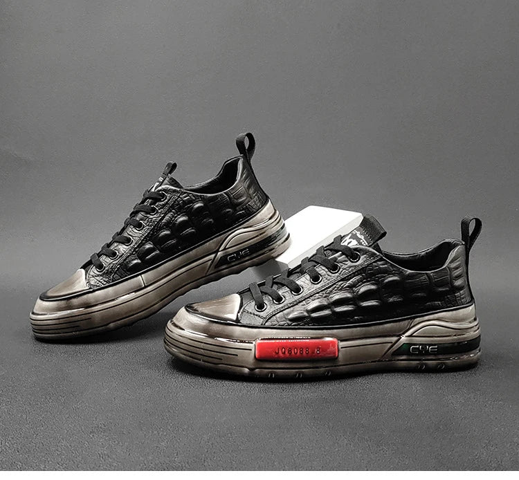 New Designers Genuine Leather Alligator Pattern All Match Sneaker For Men Casual Shoes Flats Walking Footwear Zapatos Hombre