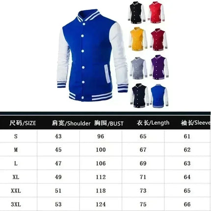 Preppy Style B-class printed baseball jacket with black and white color block sleeves and contrasting colors