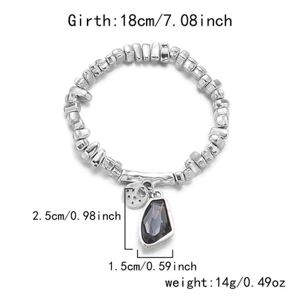 Set di bracciali con collana con pendente in cristallo grigio irregolare semplice barocco Set di gioielli con perline color argento estetico delicato per donna uomo platinumshop