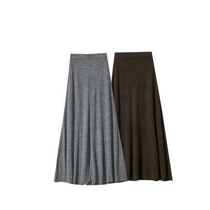 AMII Knitted Skirts For Women 2025 Autumn New Gentle A-line Long Skirt Loose Solid Color Elegant Versatile Woman Clothes12553045 PlatiNum