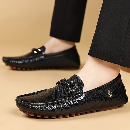 Scarpe casual da uomo nere classiche, comode scarpe basse in pelle PU da uomo, scarpe leggere senza lacci, scarpe da guida da uomo