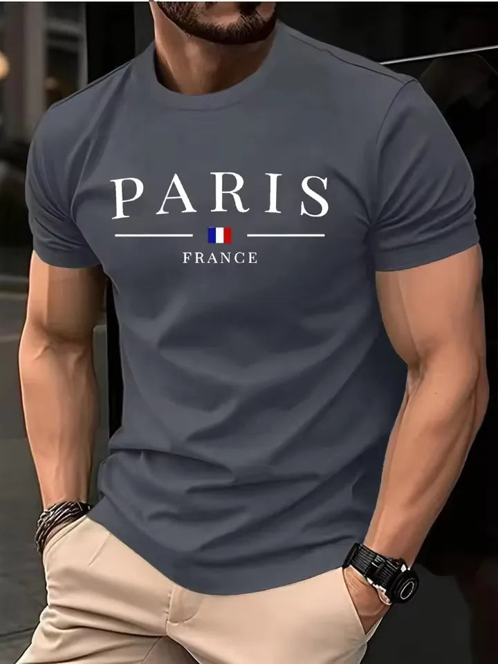 T-shirt estiva da uomo con stampa 3D a lettere, t-shirt personalizzata hip hop street style, top casual da uomo.