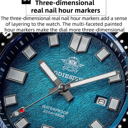 ADDIESDIVE New 43.8mm Watch for Men Dive AD2511 Luxury Sapphire Quartz Wristwatch 100m Waterproof Stainless Steel Luminous Watch