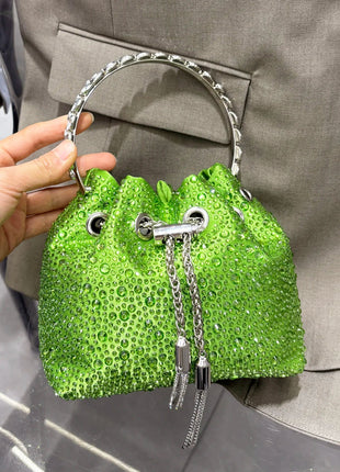 Handle Rhinestones Evening clutch Bag Purses and handbag luxury Designer shoulder bag Shiny Crystal Clutch purse bucket bag PlatiNum