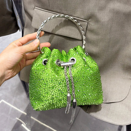 Handle Rhinestones Evening clutch Bag Purses and handbag luxury Designer shoulder bag Shiny Crystal Clutch purse bucket bag PlatiNum
