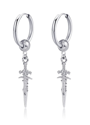 Long Hanging Crosses Leaves Pendants Hoops Woman Earrings Man Vintage Stainless steel Hip Hop Ear Piercing Jewelry Accessories PlatiNum