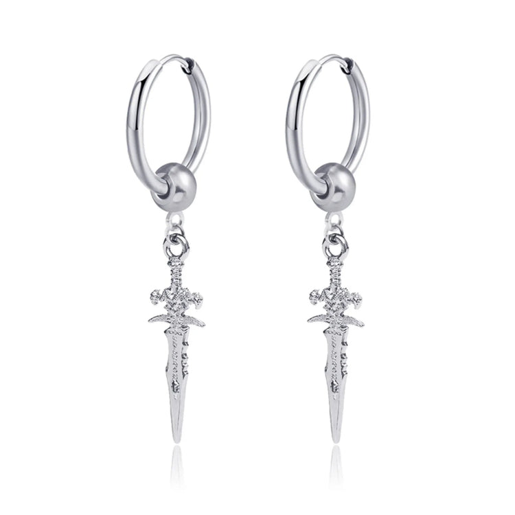 Long Hanging Crosses Leaves Pendants Hoops Woman Earrings Man Vintage Stainless steel Hip Hop Ear Piercing Jewelry Accessories PlatiNum