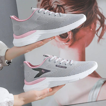 2025New Women's Trendy Sports Shoes Fashion Mesh Casual Shoes Lightweight Breathable Running Shoes PlatiNum