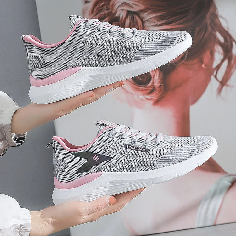 2025New Women's Trendy Sports Shoes Fashion Mesh Casual Shoes Lightweight Breathable Running Shoes PlatiNum