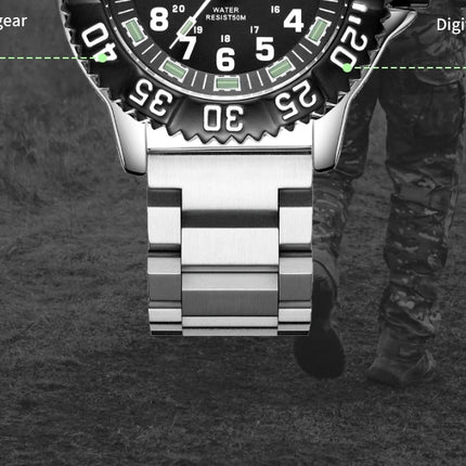 ADDIESDIVE 44mm Men's  Wrist Watch 50m Water Resistant Large Luminous Dial Date Display Stainless Steel Men's Quartz Watch
