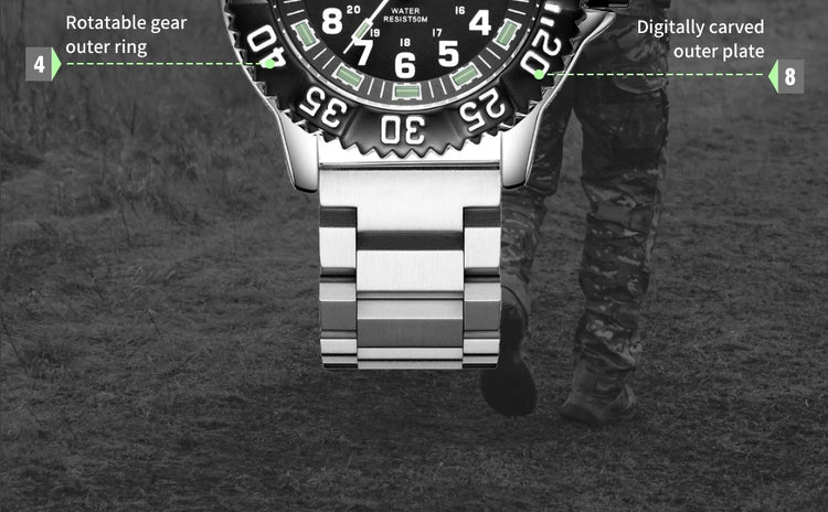 ADDIESDIVE 44mm Men's  Wrist Watch 50m Water Resistant Large Luminous Dial Date Display Stainless Steel Men's Quartz Watch