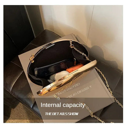 Designer Acrylic Shell Shape Clutch Bag Gold Silver Women Evening Party Bag Cute Shiny Metal Shoulder Crossbody Bags Small Purse PlatiNum