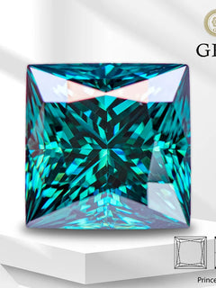 Moissanite Lab Diamond Princess Cut Primary Color Emerald Green with Certificate Advanced Jewelry Making jewelry for woman