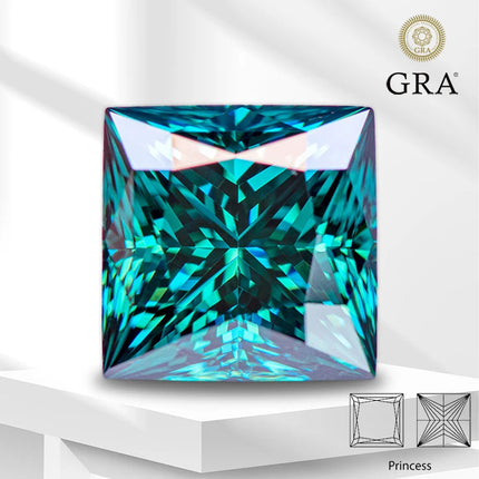 Moissanite Lab Diamond Princess Cut Primary Color Emerald Green with Certificate Advanced Jewelry Making jewelry for woman PlatiNum
