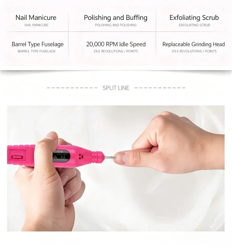 Pen‑Form Manicure Pedicure Grinding Machine Compact Electric Nail Polisher Drill For Daily Nail Grooming And Diy Hand‑Made Nail Creation