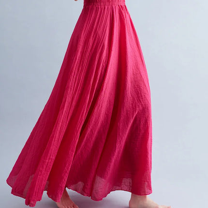 nuove gonne lunghe in cotone di lino da donna 2020 gonne lunghe a pieghe in vita elastica spiaggia Boho gonne estive vintage Faldas Saia