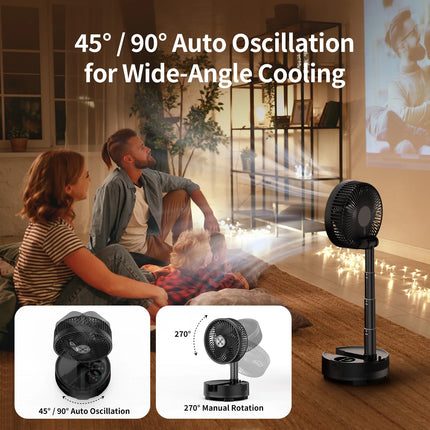 Socool Ventilatore Pieghevole Portatile 20000mAh 8 Velocità & Oscillazione Automatica Ventilatore da Pavimento e da Tavolo Ricaricabile con Telecomando per Casa
