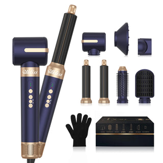 7‑In‑1 Multi‑Functional Hot Air Hair Styling Set,626-1- Curling Wand, Hair Dryer, Straightening Comb, Round Brush, Interchangeable Heads Household Salon Hair Care Styling Instrument