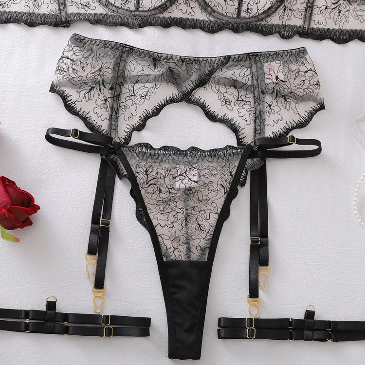 Tornova Erotic Lingerie High-quality Complex Craftsmanship See-through Embroidery Shaping Slim Women Sexy Lingerie Split Hot Set