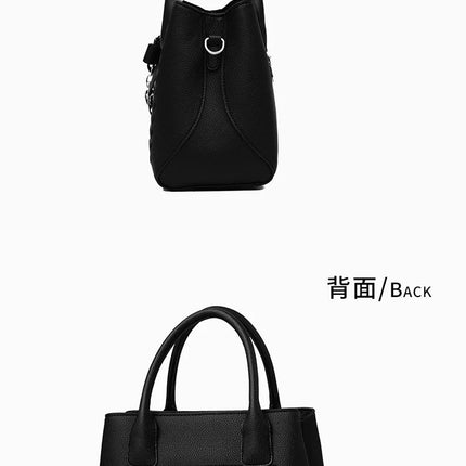 Bow Metal Pendant Top Handle Satchel Crossbody Bag, PU Leather Textured Bag Purse, Classic Versatile Fashion Shoulder Bag PlatiNum