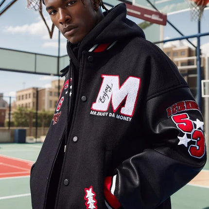 Streetwear Bomber Baseball Jacket Men Y2K Hip Hop Letter Embroidered Leather Retro Jacket Men Motorcycle Wear Zipper Coats Male