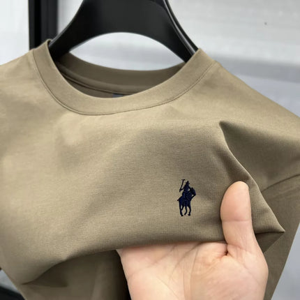Men's Round Neck Short Sleeve 100% Pure Cotton T-shirt Hot Sale Luxury Brand Summer Exquisite Embroidery Pony Breathable Top