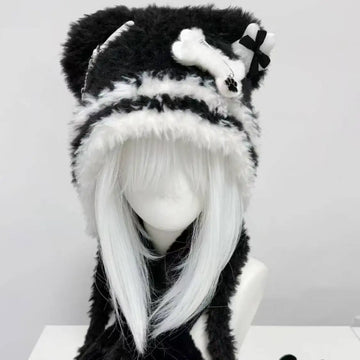 Cute Snow Leopard Ear Warmer for Ladies Chic Outdoor Windproof Ear Protection Hats Fluffy Warm Ear Caps Autumn Winter Head Hat