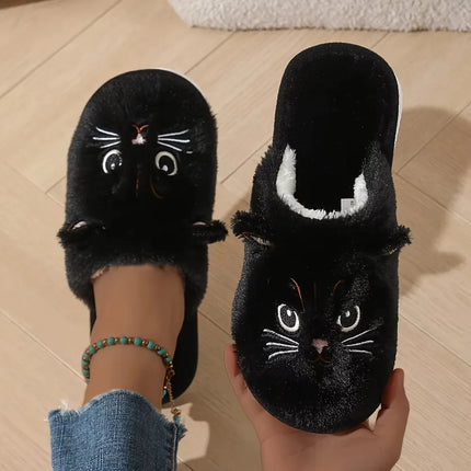 Womens Fuzzy Cat Slippers Winter Warm Cozy Indoor House Shoes With Soft Non Slip EVA Sole Cute Animal Design For Home Use