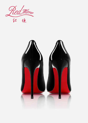 Tacchi alti eleganti da donna neri Fondo rosso lucido Tacchi da donna di marca di lusso 2025 tendenza Punta a punta Décolleté da festa sexy Scarpe da donna
