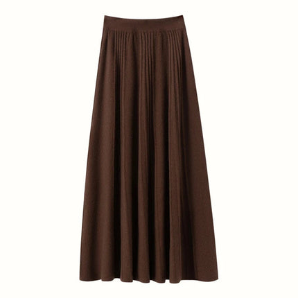 Women's Simple Loose Tight Waistbands Half-Length Skirt 100% Cashmere Autumn Winter Warm Soft Elegant Casual Fashion Bottoms PlatiNum