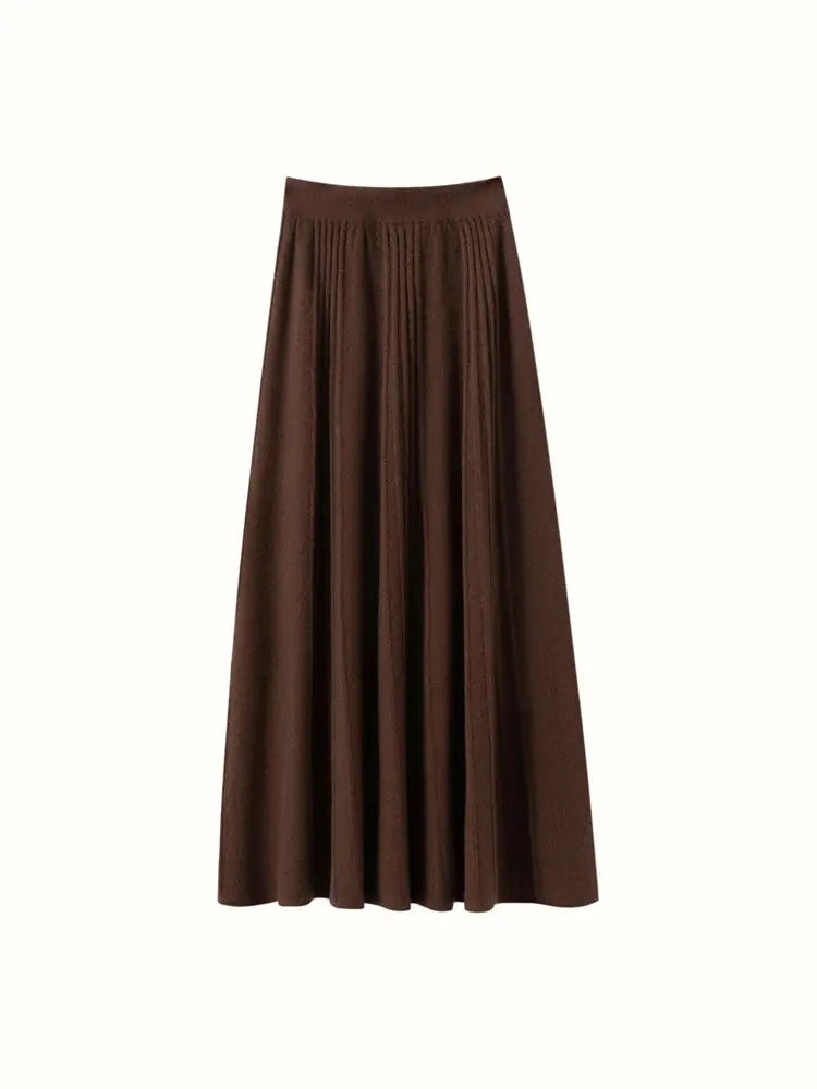 Women's Simple Loose Tight Waistbands Half-Length Skirt 100% Cashmere Autumn Winter Warm Soft Elegant Casual Fashion Bottoms PlatiNum