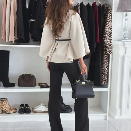 Women's A-Line Cape Woolen Coat Autumn Winter New 2026 Fashionable Outerwear for Ladies