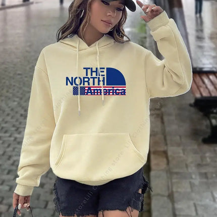North America letter Print Hoodies Women tops Sweatshirt Aesthetic Hooded Shirt pink designer Luxury clothing Woman y2k clothes
