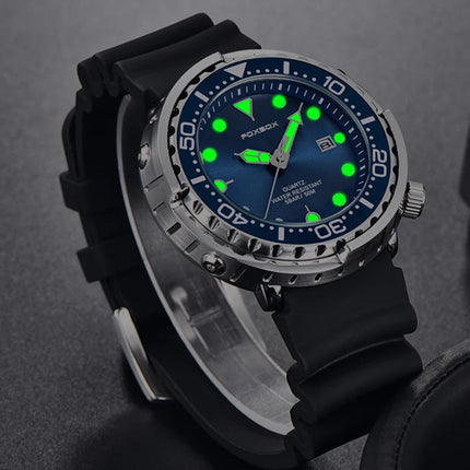 FOXBOX Top Brand Fashion Diver Watch Men 50ATM Waterproof Date Clock orologi sportivi orologio da polso al quarzo da uomo Relogio Masculino platinumshop