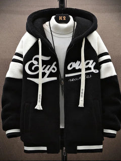 2023 Men's Hooded Jackets Japan Fashion Streetwear Harajuku Coats Men Autumn Winter Men Clothing Wool Jackets Embroidery Jacket