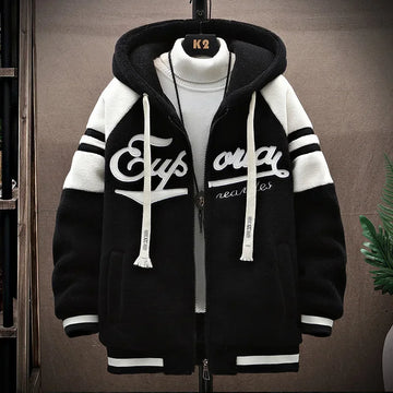 2023 Men's Hooded Jackets Japan Fashion Streetwear Harajuku Coats Men Autumn Winter Men Clothing Wool Jackets Embroidery Jacket