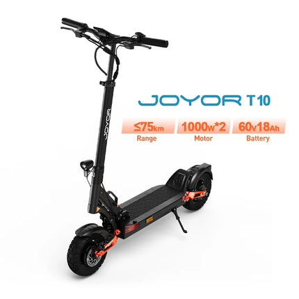 Monopattino elettrico per adulti JOYOR T10, motore 1000W*2, batteria 60V18AH, pieghevole, pneumatici da 10 pollici, monopattino elettrico per tutti i terreni