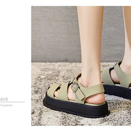 AIYUQI Women's Closed-Toe Sandals, New Summer 2026 Roman Sandals, Fashionable Woven Women's Thick-Soled Casual Shoes