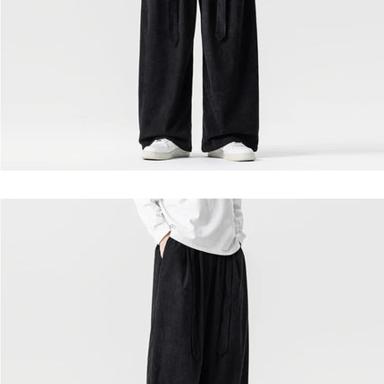 Pantaloni di velluto a coste da uomo 2025Autunno Inverno Caldo Casual Pantaloni comodi Stili giapponesi Harun Pantaloni da uomo oversize a gamba larga in tinta unita