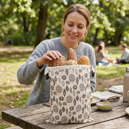 Borsa per Pane in Cotone Riutilizzabile con Chiusura a Fibbia, 2 Pezzi, 43x33cm, Tessuto Traspirante per Cucina e Viaggi