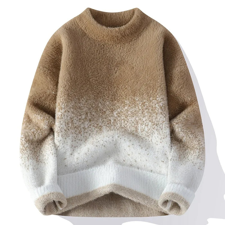 Imitation Mink Sweater for Men's Gradient Knitted Sweater for Couples Round Neck Thickened Warm Casual Pullover