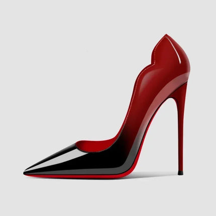 2025New sfumatura fondo rosso tacchi grandi modello leopardo sexy scarpe da donna professionali a punta scarpe singole da laurea nere platinumshop