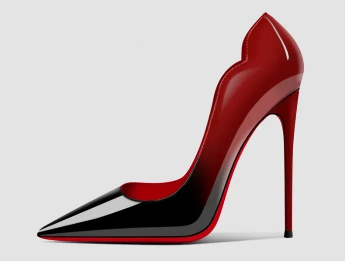 2025New sfumatura fondo rosso tacchi grandi modello leopardo sexy scarpe da donna professionali a punta scarpe singole da laurea nere