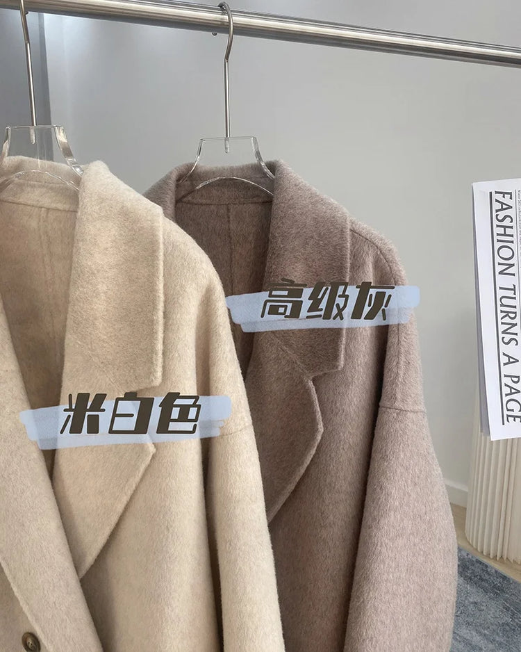 Women And Men Unisex Thicken Warm X-long Alpaca Woolen Overcoat Winter Cashmere Wool Maxi Loose Coat Oversize Cloak Outsize