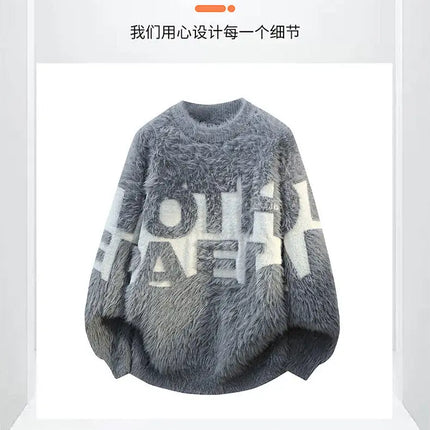 2026 Winter Fashion Sweater Men Casual Knit Pullovers Mens Thick Warm letter pattern Sweaters Men's Daily Warm sweaters male